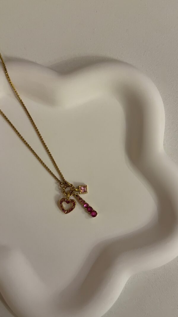 Pink charm necklace