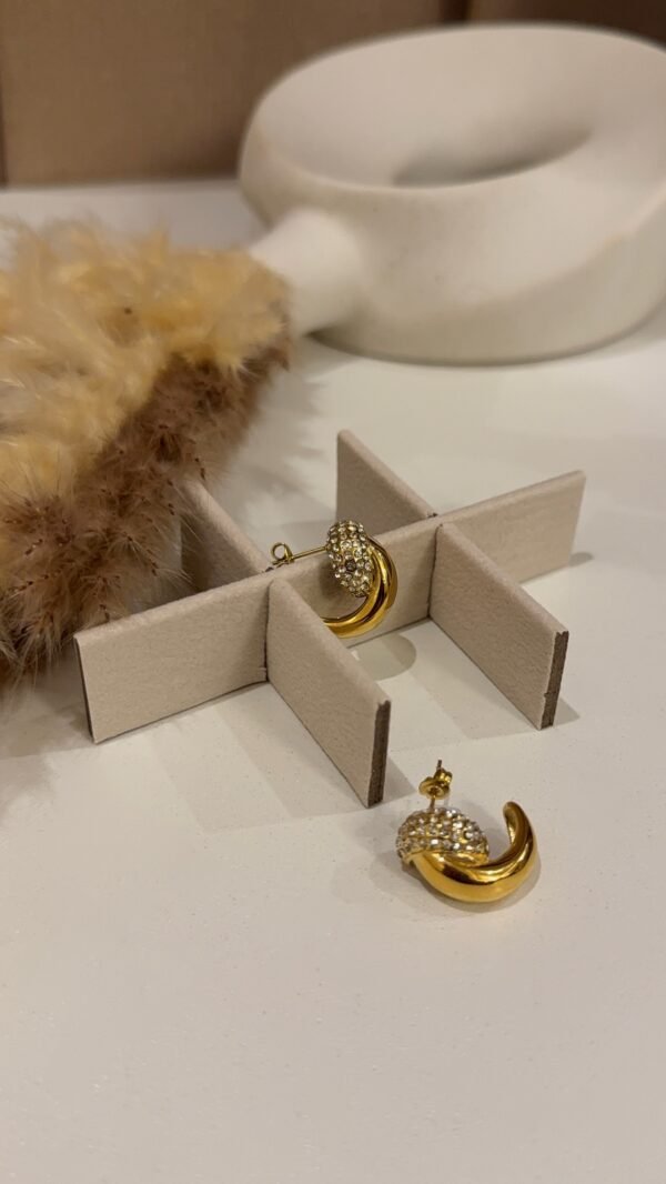 Crescent stoned earring